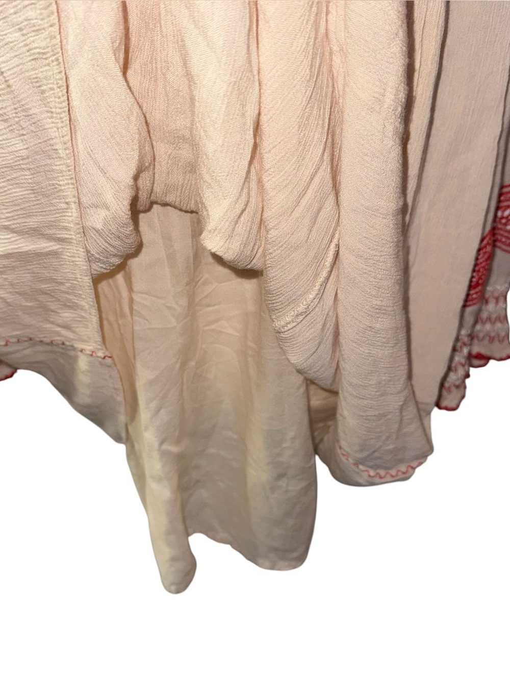 Free People Cream Peasant Top with Red Trim - Picture 4 of 13